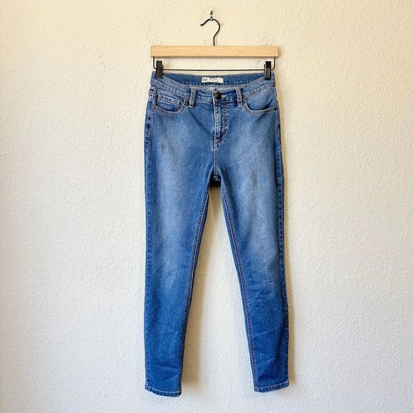FREE PEOPLE Mid-Rise Distressed Skinny Jeans #61855-16515125 Blue - Picture 1 of 12